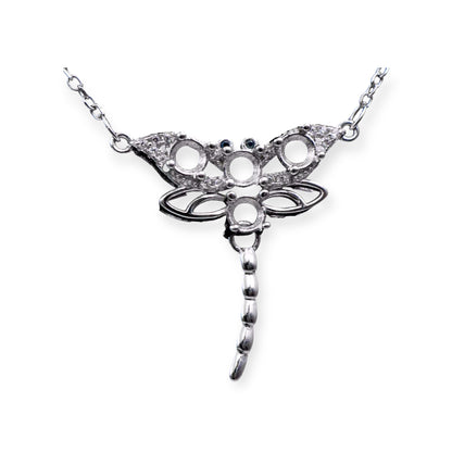 925 Sterling Silver and Cubic Zirconia Dragonfly Necklace