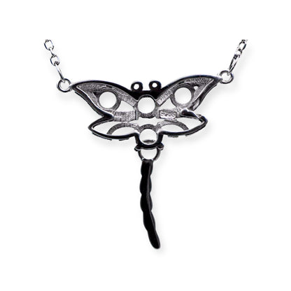 925 Sterling Silver and Cubic Zirconia Dragonfly Necklace