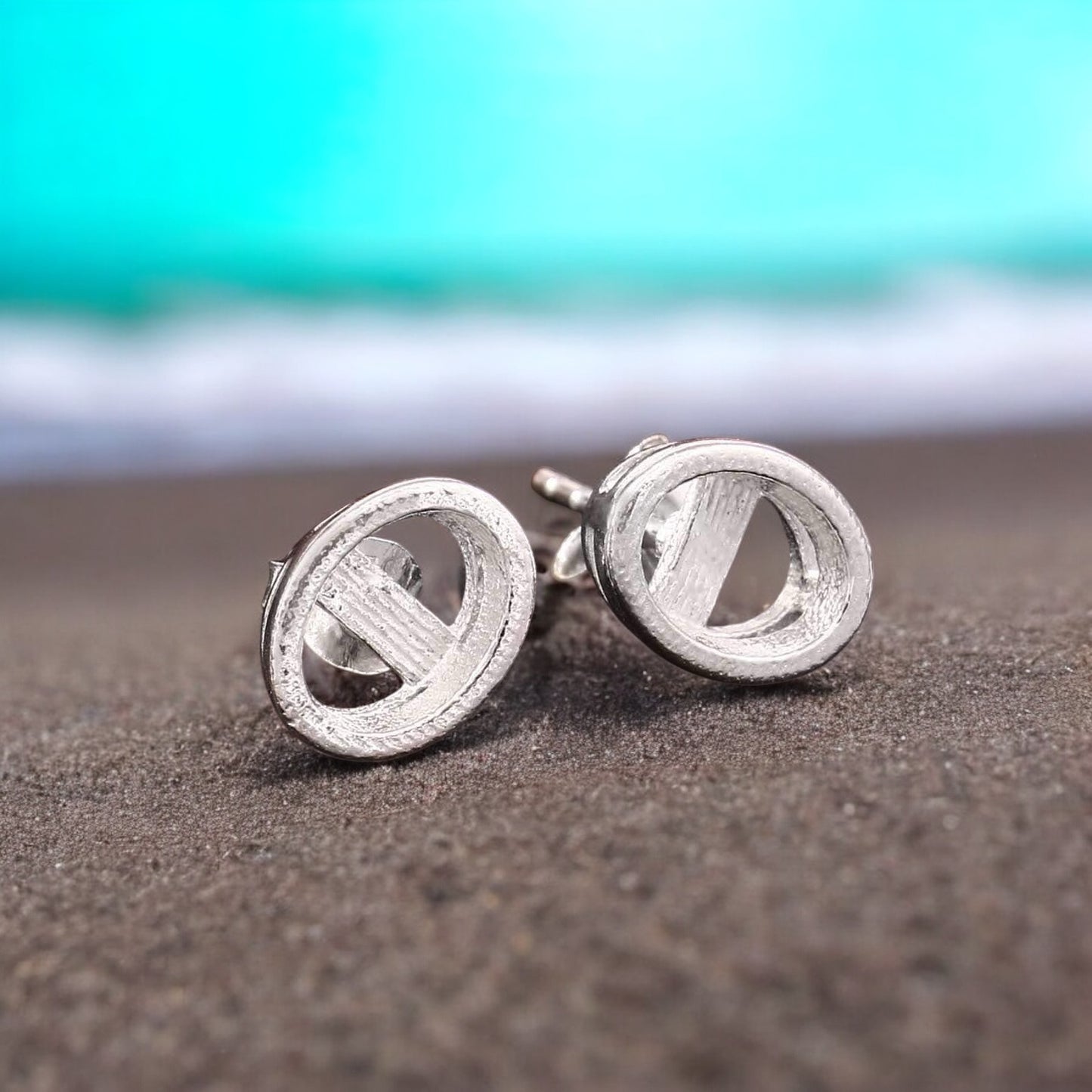 925 Sterling Silver Bezel Set Stud Earrings