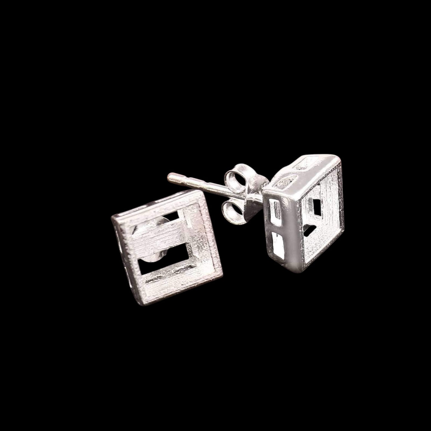 925 Sterling Silver Bezel Set Stud Earrings