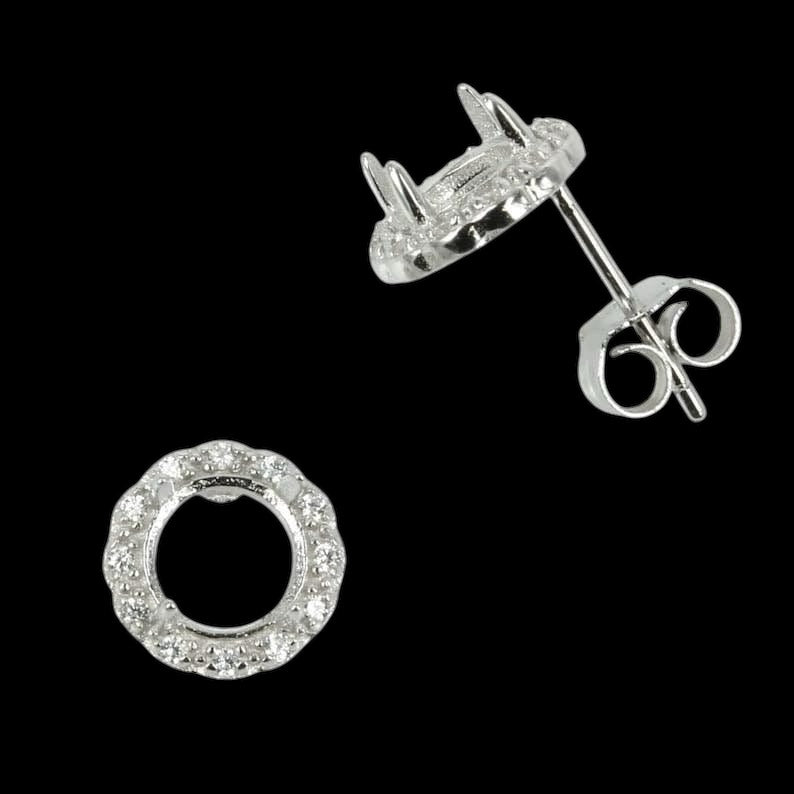 925 Sterling Silver and Cubic Zirconia Stud Earrings