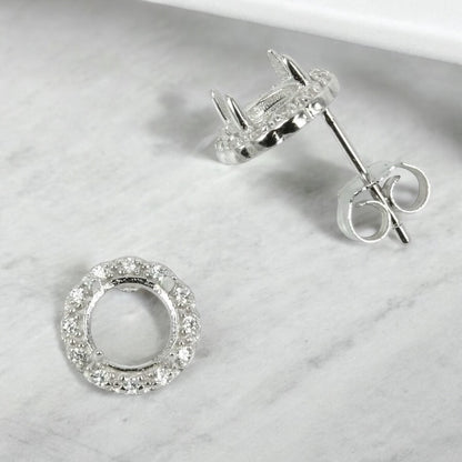 925 Sterling Silver and Cubic Zirconia Stud Earrings