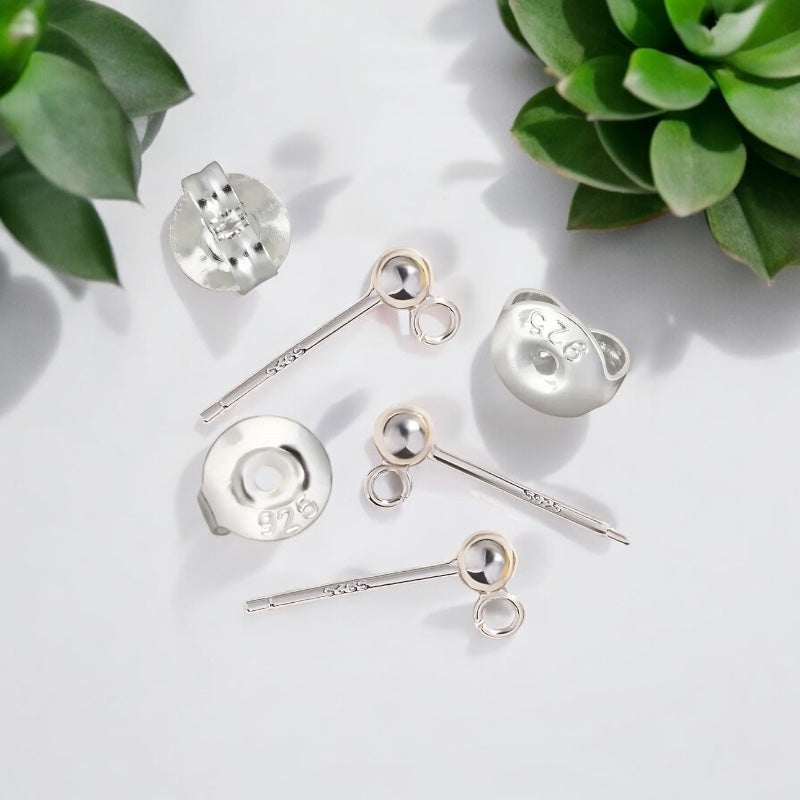 925 Sterling Silver Ball and Drop 4mm Earrings-Bird Jewellery Settings