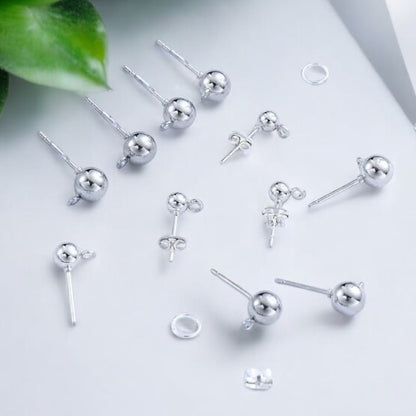 925 Sterling Silver Ball and Drop 4mm Earrings-Bird Jewellery Settings