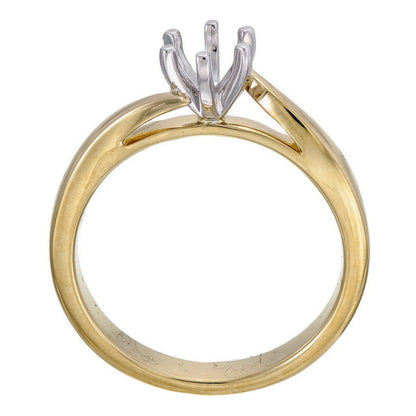 18ct Solid Yellow and White Gold Brilliant Cut Offset Shoulder 6 claw setting Semi Mount Ring