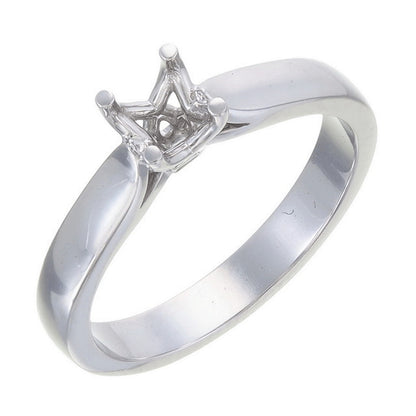 18ct Solid White Gold Flat Upswept shank 4 claw setting ring