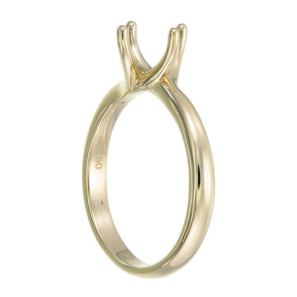 18ct Solid Yellow Gold Rounded Shoulder Twisted 4 claw setting Ring