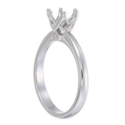 18ct Solid White Gold Reverse Tapered with Fancy 6 claw setting Semi Mount Ring