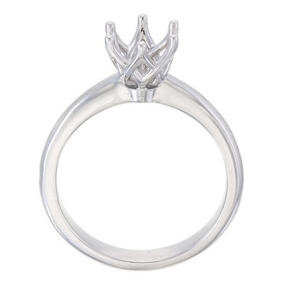 18ct Solid White Gold Reverse Tapered with Fancy 6 claw setting Semi Mount Ring