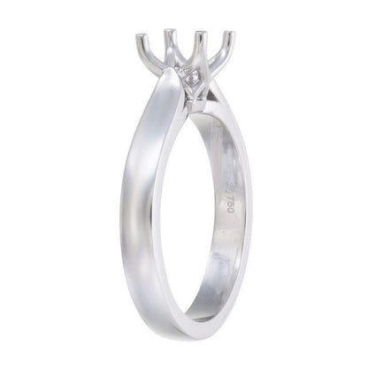 18ct Solid White Gold Flat Upswept shank 4 claw setting ring