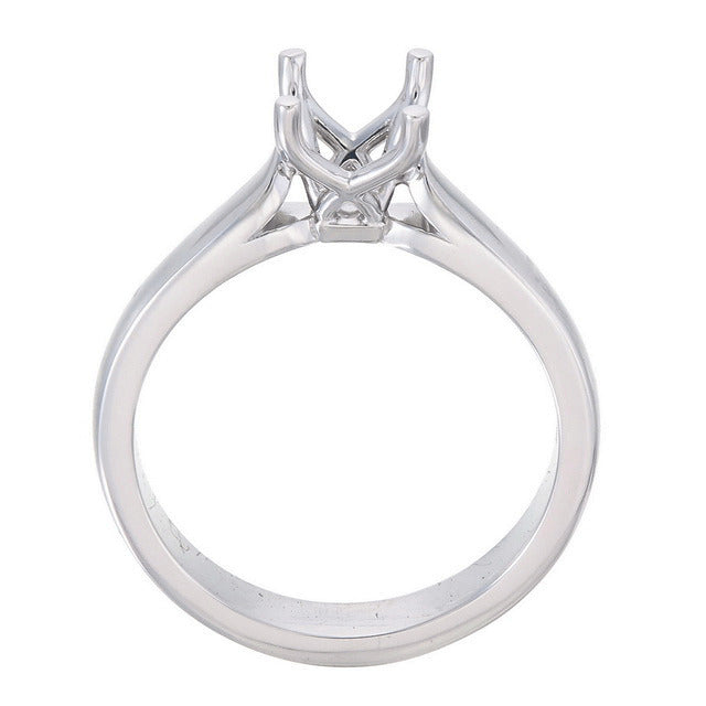 18ct Solid White Gold Flat Upswept shank 4 claw setting ring