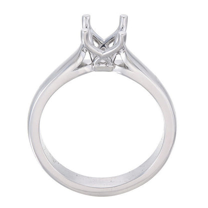 18ct Solid White Gold Flat Upswept shank 4 claw setting ring