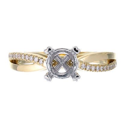 18ct Solid Yellow and White Gold Brilliant Cut split shank Diamond scallop set 4 claw setting Ring