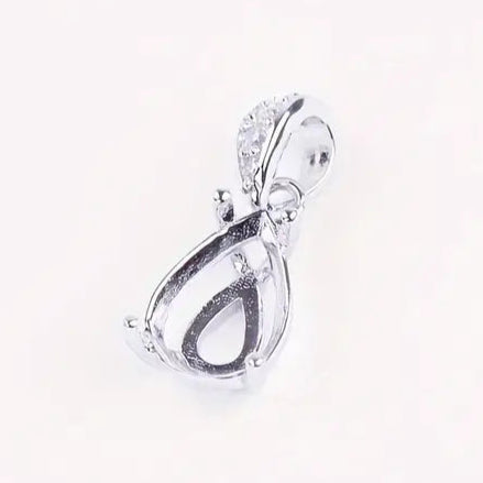 925 Sterling Silver and Cubic Zirconia Pear Shaped Pendant-Bird Jewellery Settings