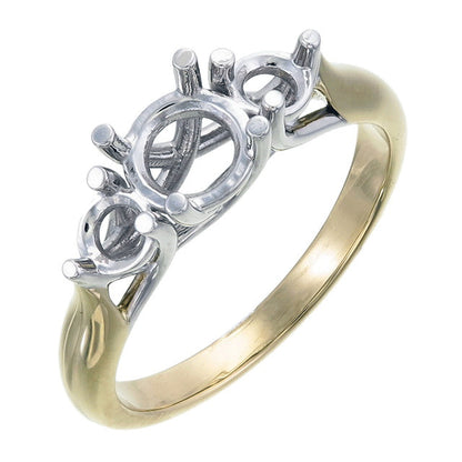 18ct Solid Yellow and White Gold Interlinked Flat Shank 4 claw setting Semi Mount Ring