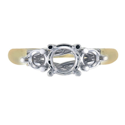 18ct Solid Yellow and White Gold Interlinked Flat Shank 4 claw setting Semi Mount Ring